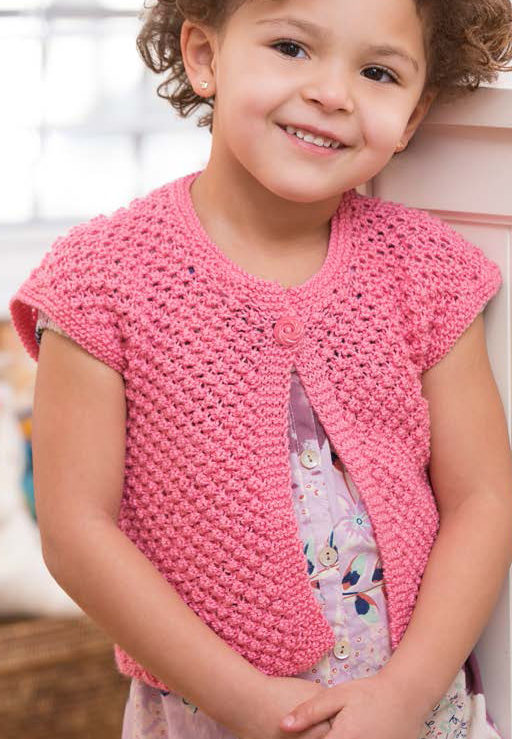 Free Knitting Pattern for Easy 4-Row Repeat Little Girl Shrug