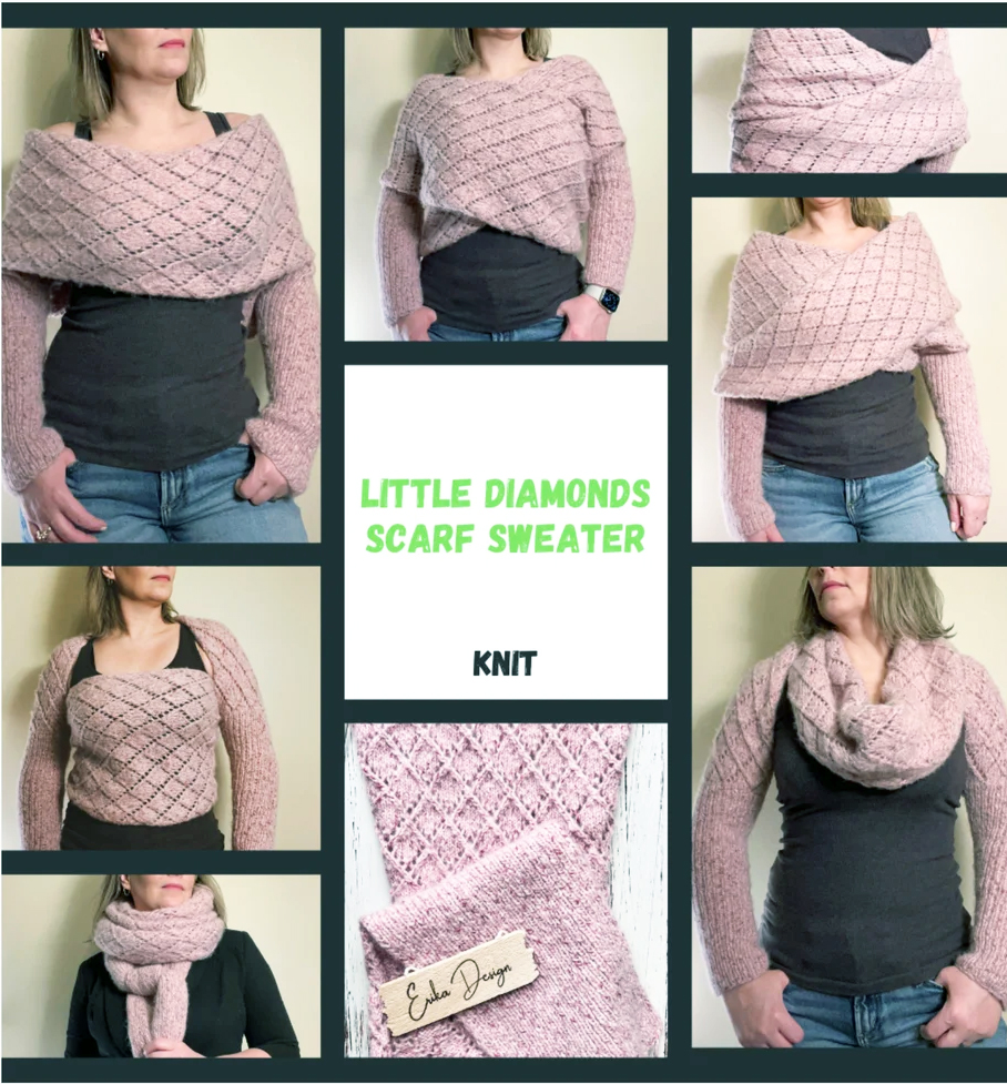 Little Diamonds Scarf Sweater Knitting Pattern