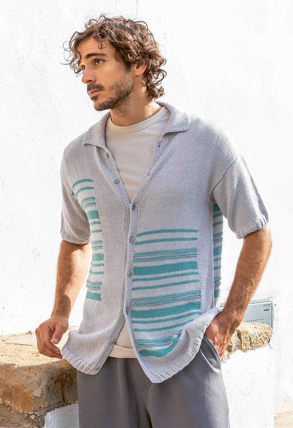 Knitting Pattern Men’s Short-sleeved Shirt Cardigans