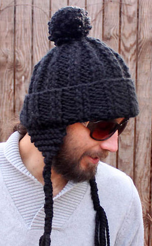 Free Knitting Pattern for Men's Earflap Beanie