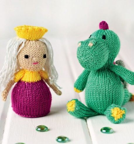Knitting Pattern for Princess and Dragon Playset
