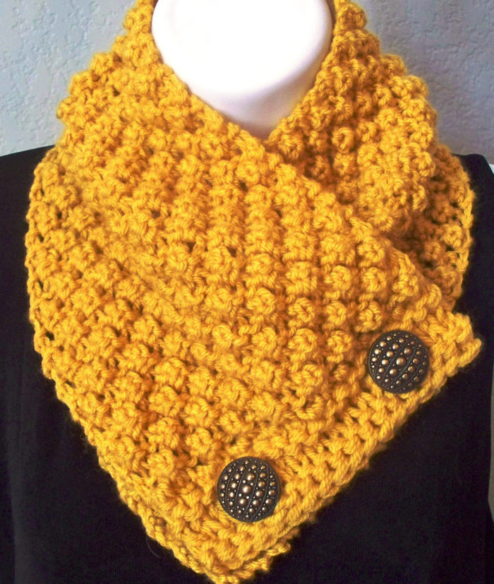 Free Knitting Pattern for Blackberry Button Scarf Pattern