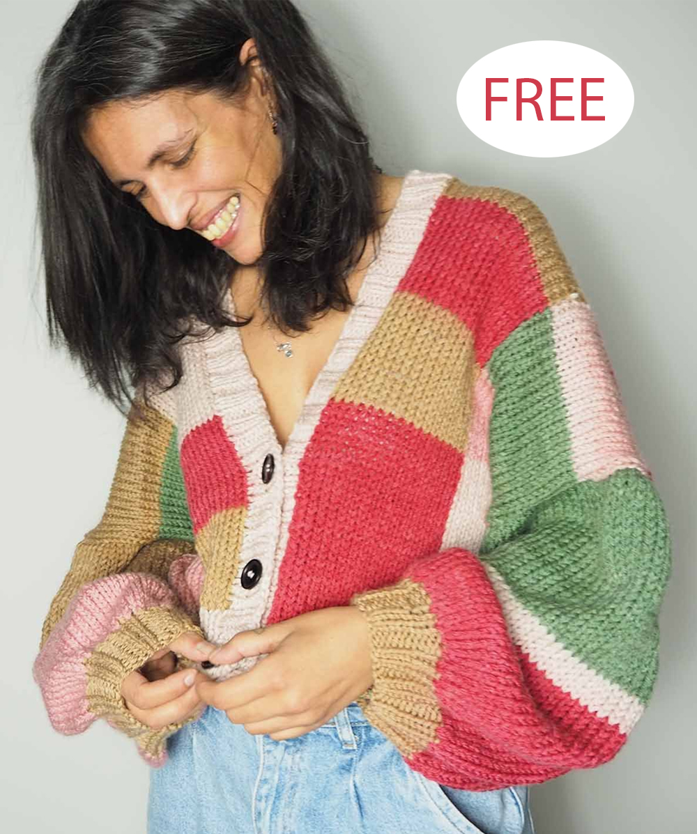 Free Knitting Pattern Patchwork-style  Cardigan