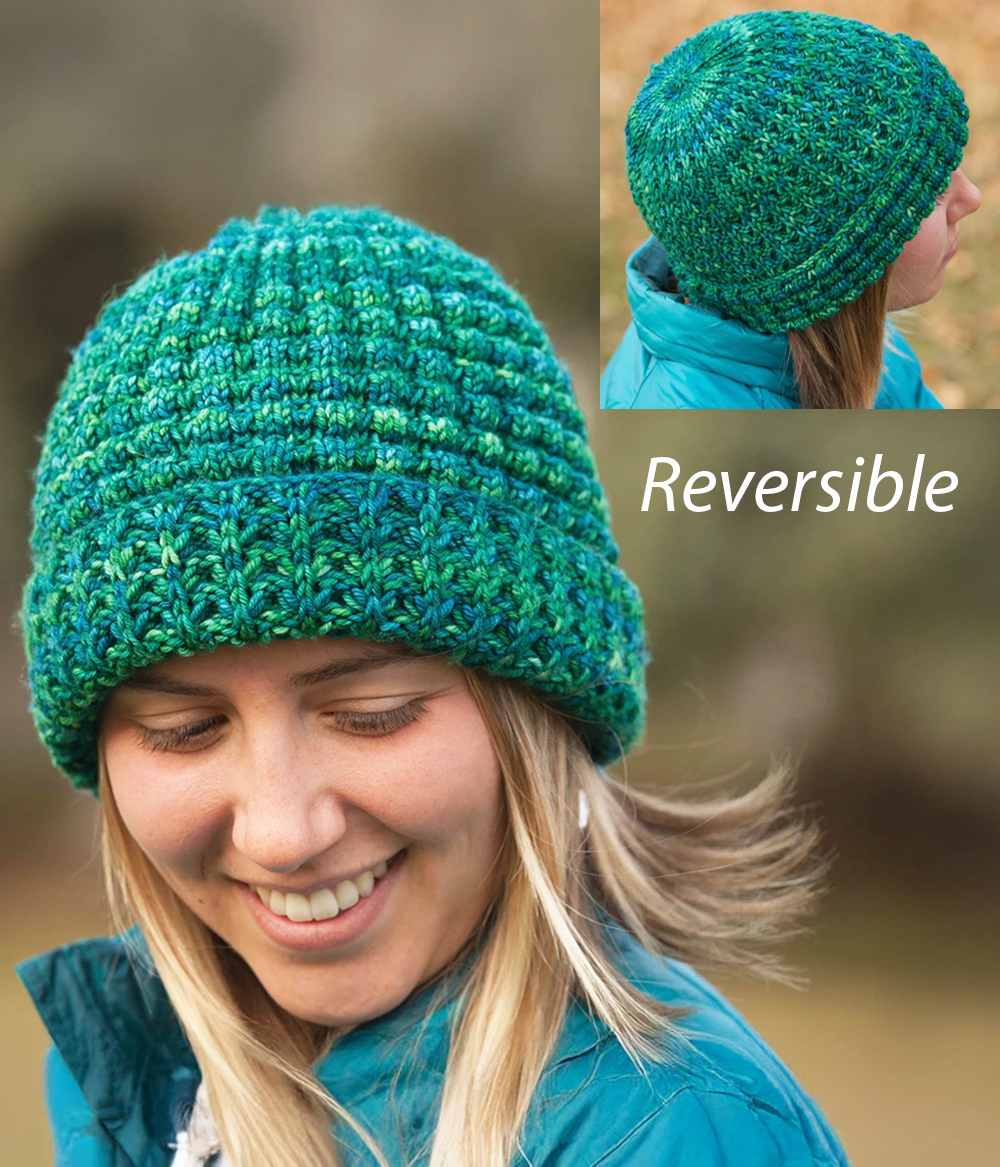 Playful Purls Reversible Hat Knitting Pattern 