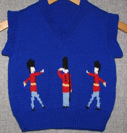 Free Knitting pattern Prince George Christmas Photo Pullover Guardsmen Sweater | More Royal Family Knitting Patterns at http://intheloopknitting.com/royal-family-knitting-patterns/