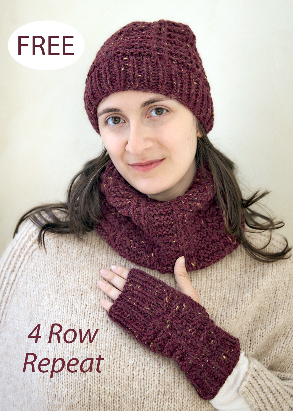 Free Quick Chunky Slip Stitch Hat, Cowl and Fingerless Gloves Knitting Pattern