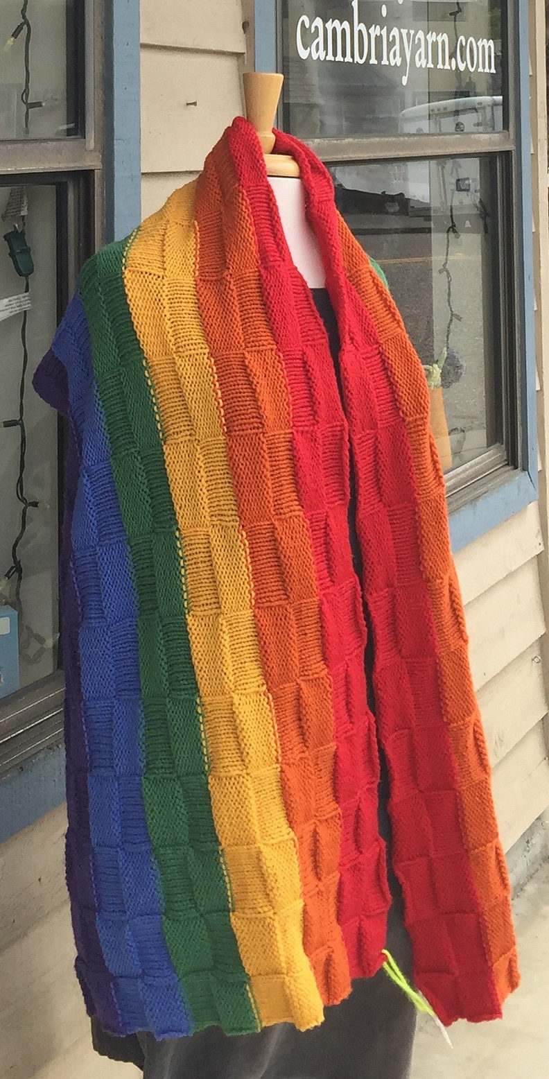 Free Knitting Pattern for Rainbow Wrap