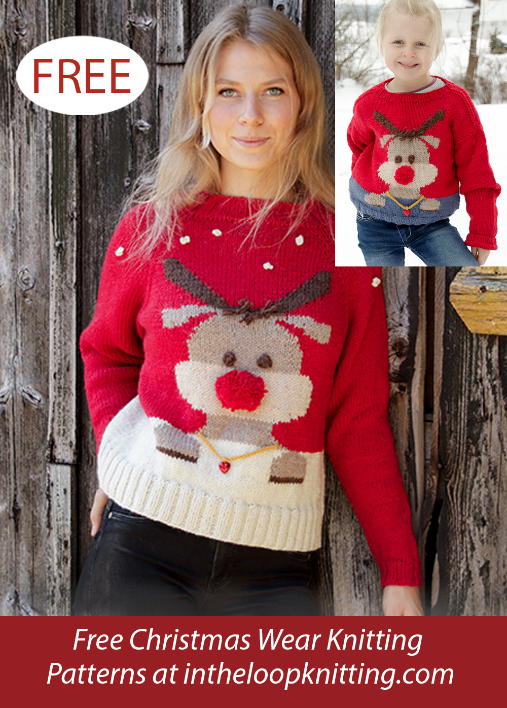 Free Rudolph Reindeer Christmas Sweaters Knitting Patterns