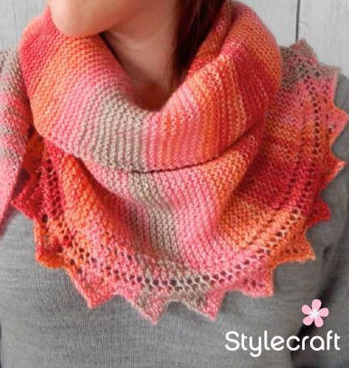 Free Knitting Pattern for Sawtooth Edge Crescent Shawl
