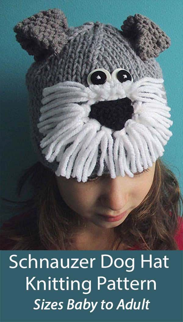 Dog Hat Knitting Pattern Schnauzer Hat Sizes Baby to Adult