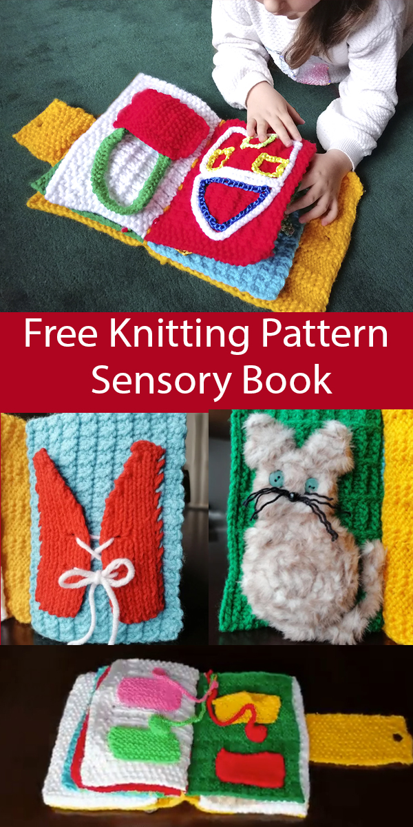 Sensory Activity Book Toy Free Knitting Pattern 