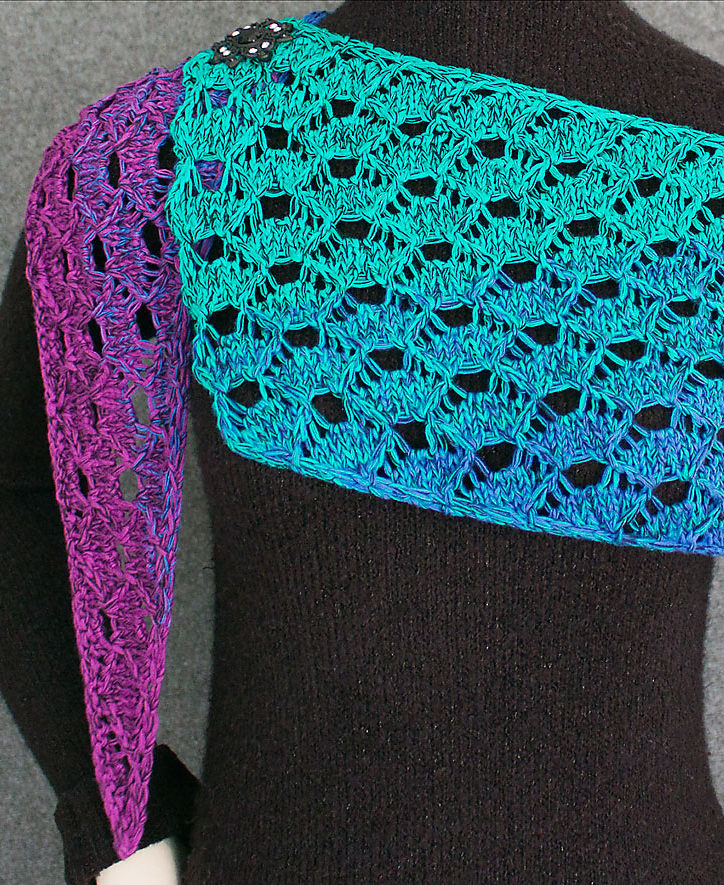 Knitting Pattern for 4 Row Repeat Serpent Scales Shawl