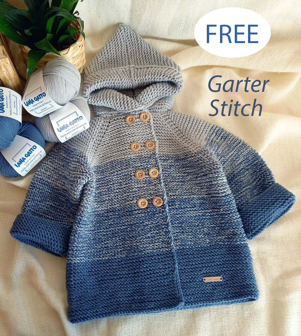 Free Knitting Pattern Garter Stitch Shaded Coat for Baby