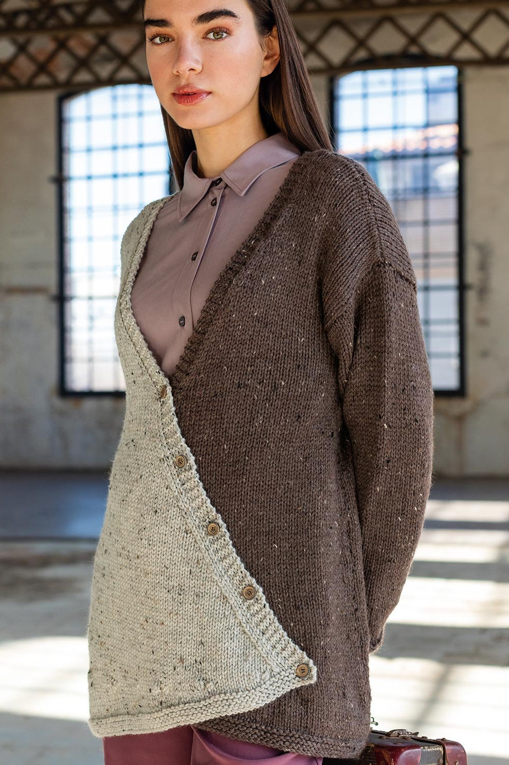 The Two-toned Asymmetrical Cardigan Knitting Pattern