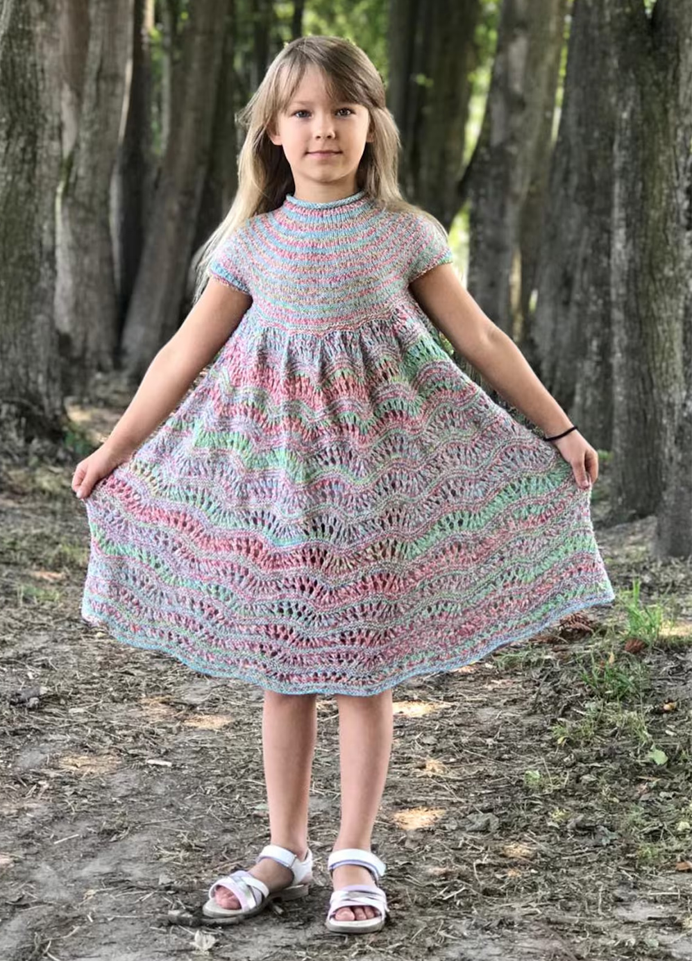 Knitting Pattern for Wave Dress for Little Miss
