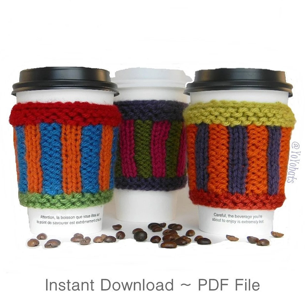 YoYo Coffee Sleeve Knitting Pattern