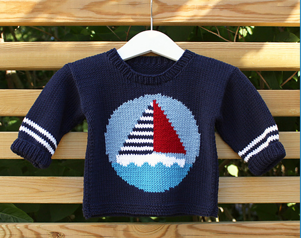 Baby Knitting Pattern for Ahoy There Baby Sweater