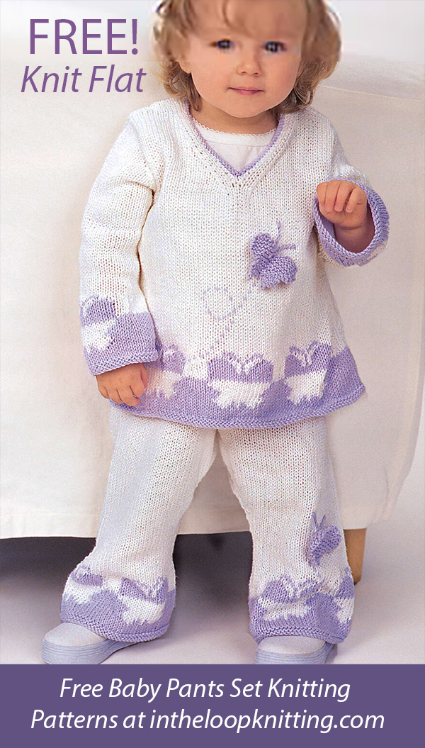 Free Baby Set Knitting Pattern Butterfly Sweater and Pants