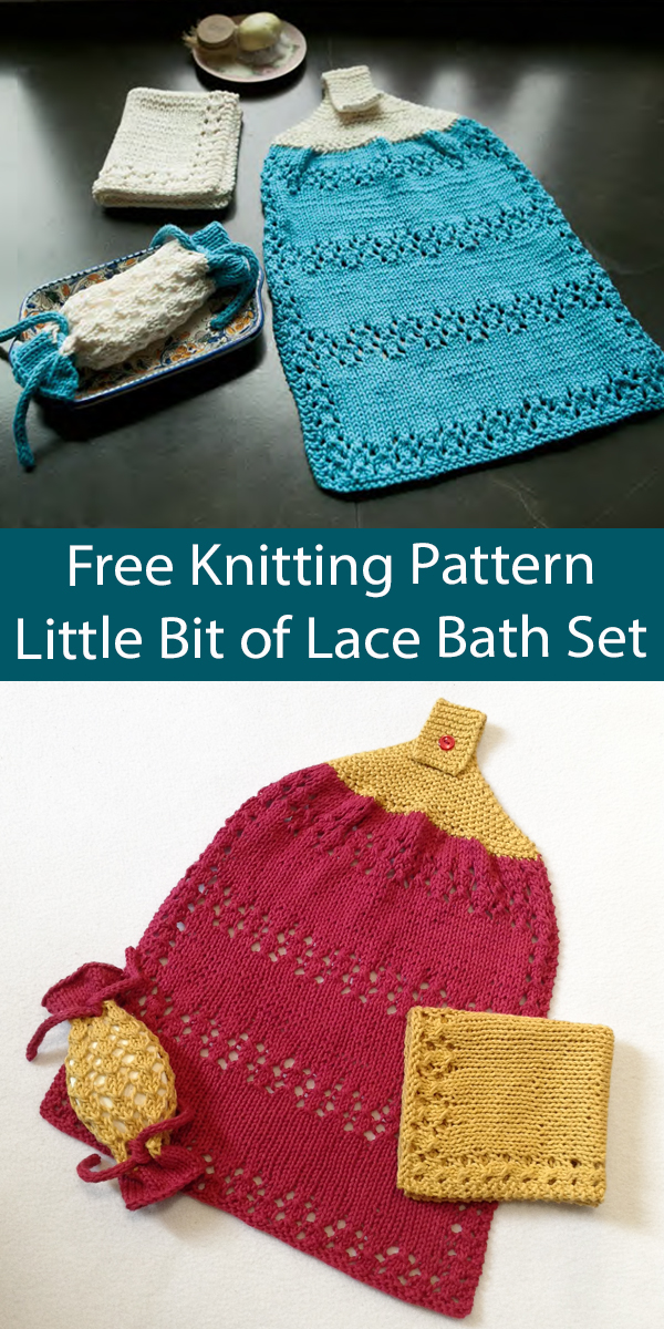 Free Knitting Pattern A Little Bit of Lace Bath Set