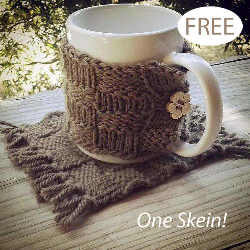 Free One Skein Mug Cozy and Coaster Knitting Pattern