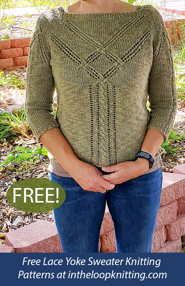 Free Women's Sweater Knitting Pattern with Central Diamond