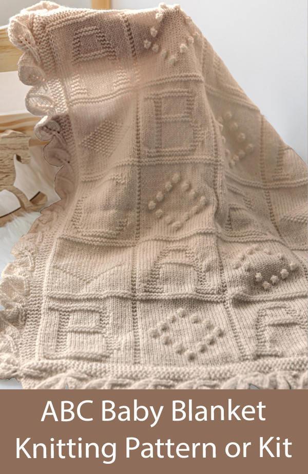 ABC Baby Blanket Knitting Pattern or Kit
