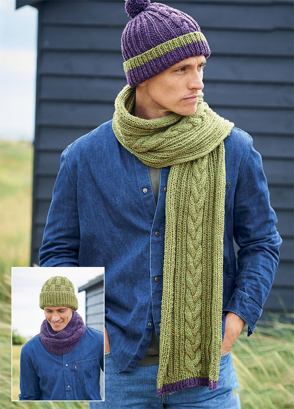 Free Check and Cable Set Knitting Patterns