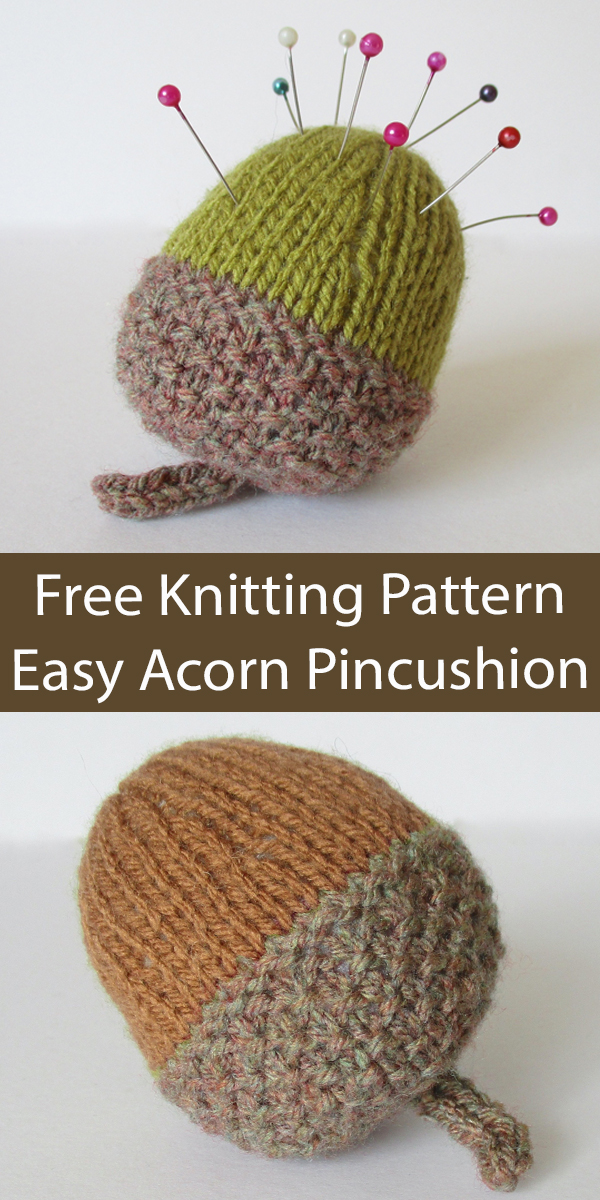 Free Knitting Pattern Acorn Pincushion or Decoration