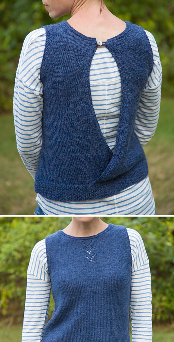 Free knitting pattern for Adelaide Open-Back Vest