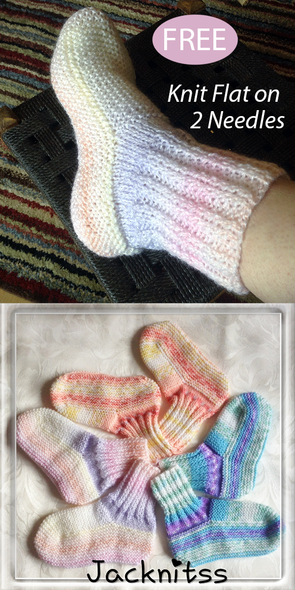 Free Adult Bed Socks Knit Flat Knitting Pattern