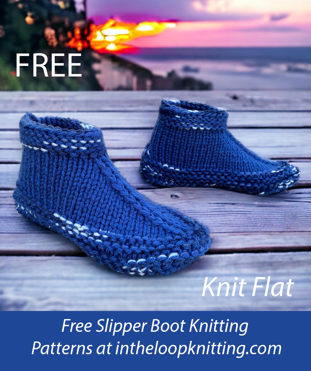 Free Slipper Knitting Pattern Adult Cuffed Bootie Slippers