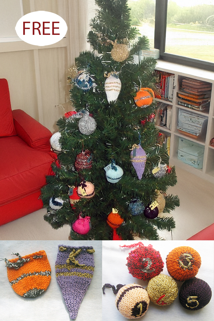 Free Knitting Pattern Advent Calendar Tree Baubles