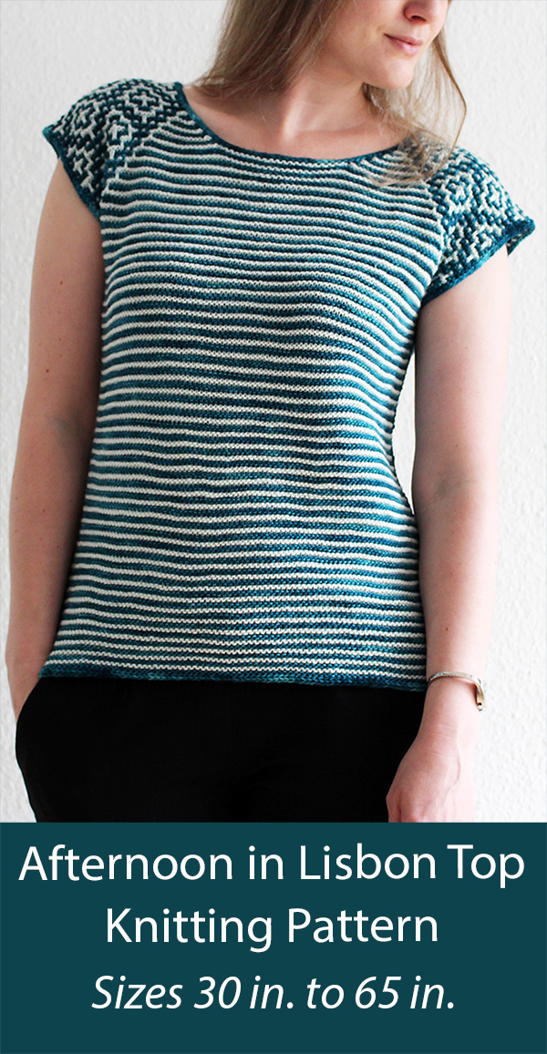Afternoon in Lisbon Top Knitting Pattern Striped Sleeveless Sweater