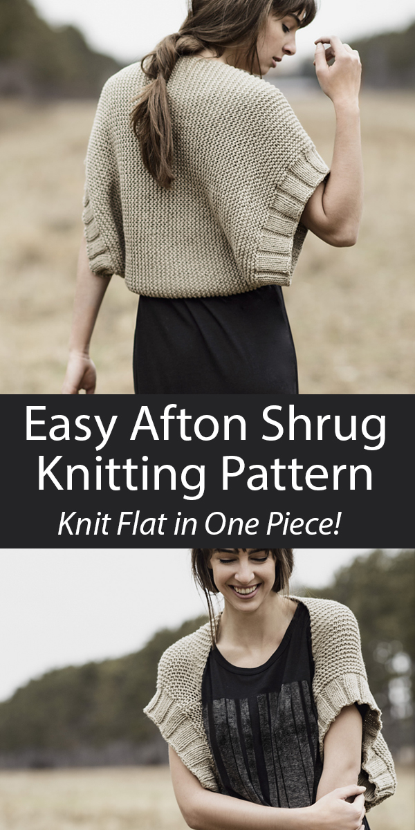 Easy Afton Shrug Knitting Pattern Knit Flat