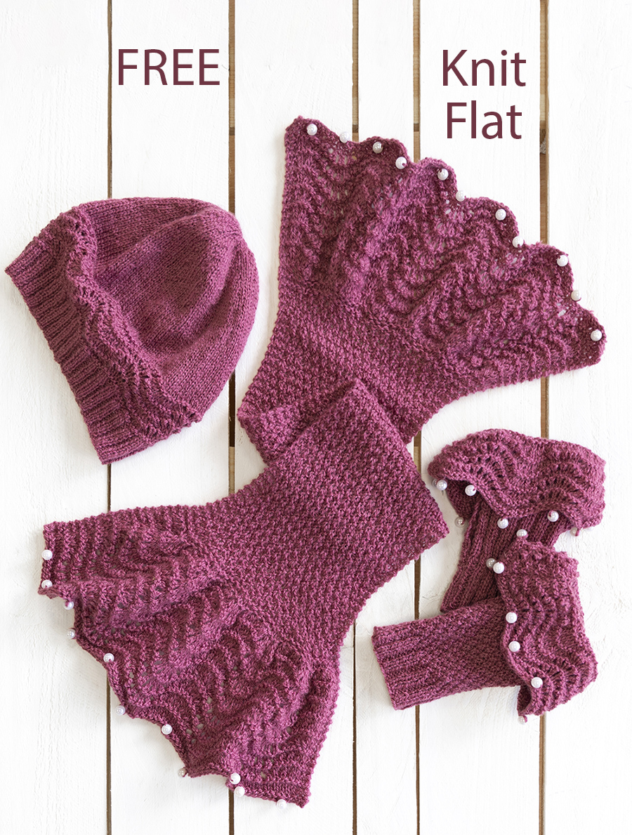 Free Agnes Hat, Scarf and Wrist Warmer Set Knitting Pattern