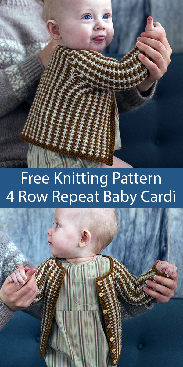 Free Knitting Pattern for 4 Row Repeat Agnete Baby Cardigan