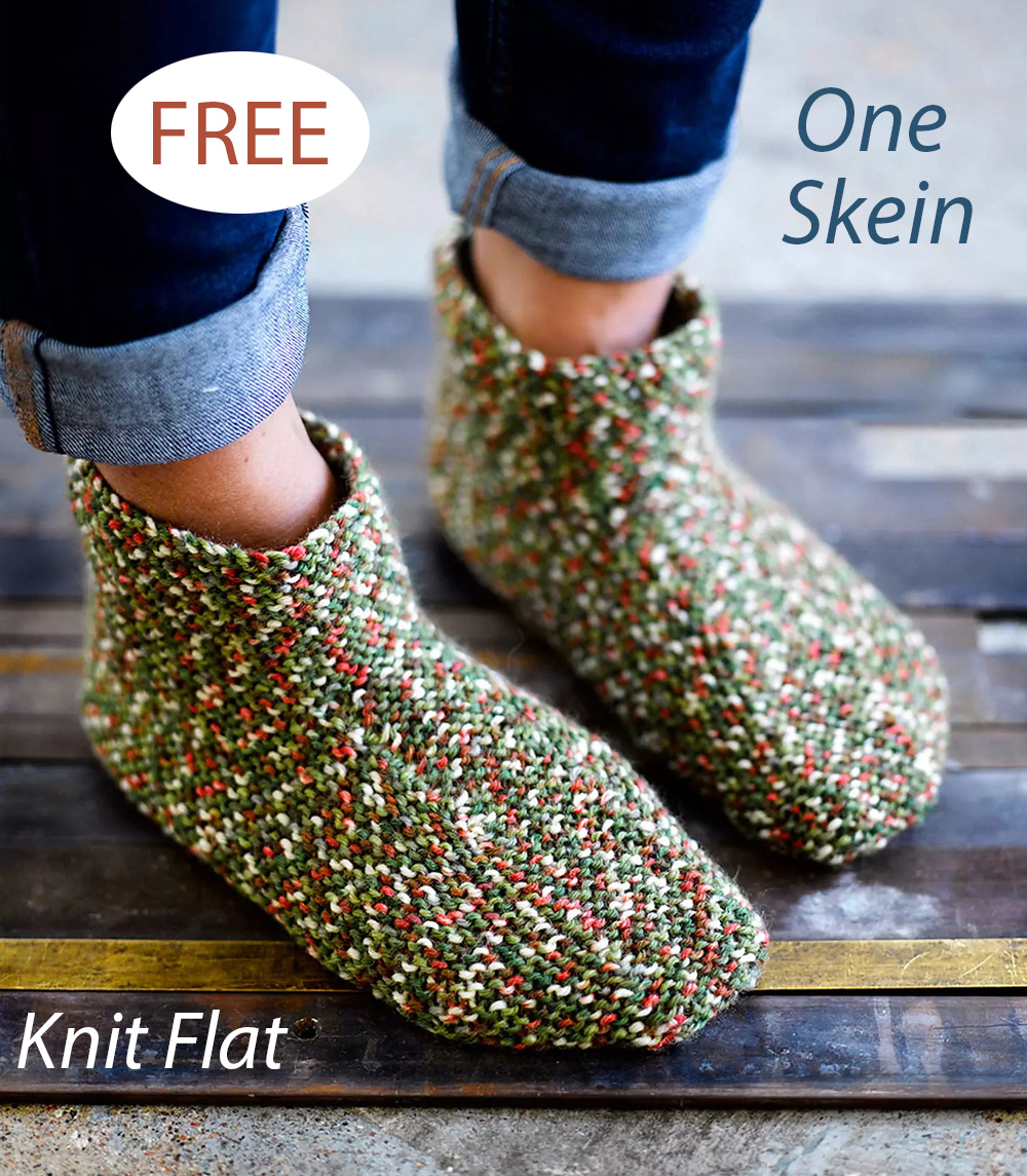 Free One Skein Warm Knitted Slippers Knitting Pattern