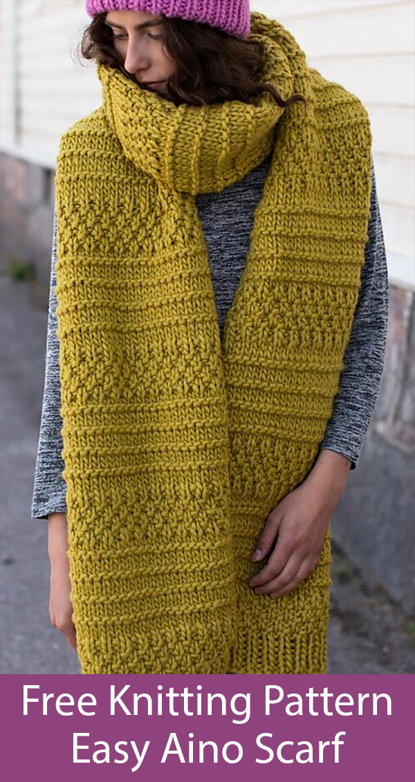 Free Knitting Pattern for Easy Aino Super Scarf