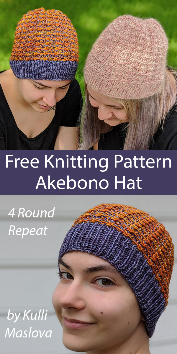Free Akebono Hat Knitting Pattern 4 Row Repeat