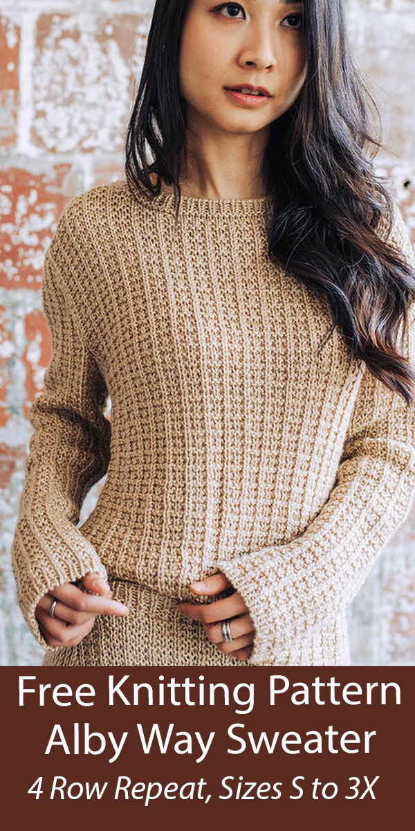 Free Sweater Knitting Pattern 4 Row Repeat Alby Way Pullover Jumper