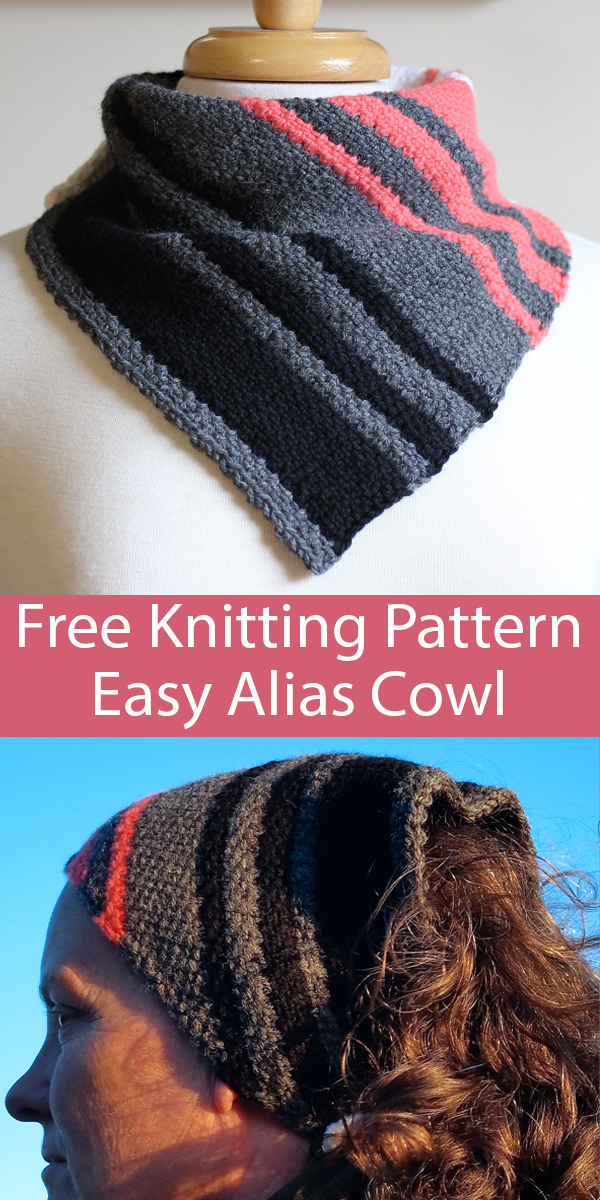 Free Knitting Pattern for Easy Alias Cowl with 2 Row Repeat