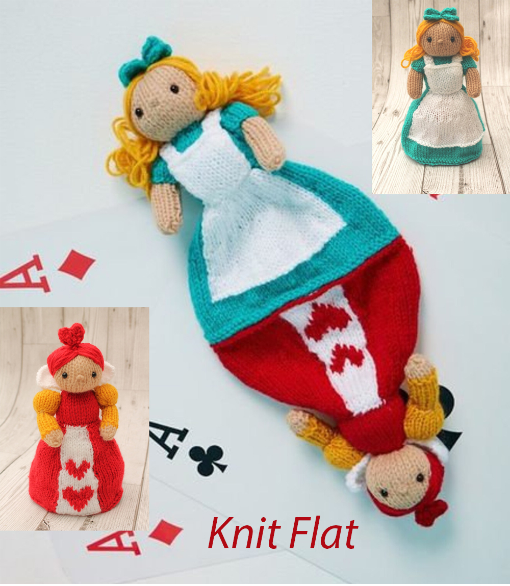 Alice and Queen of Hearts Topsy-Turvy Doll Knitting Pattern