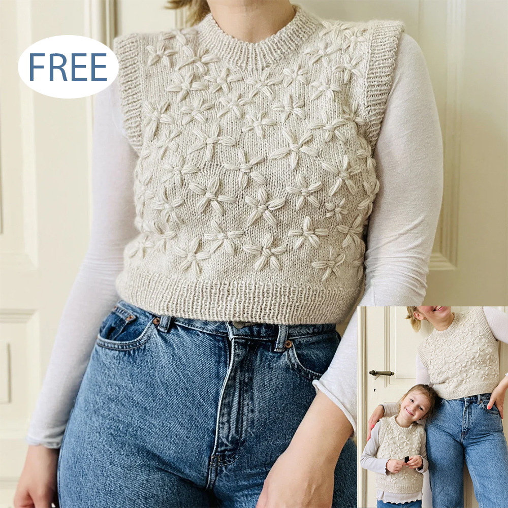 Free Sweater Knitting Pattern Flower Alice Slipover Sweater