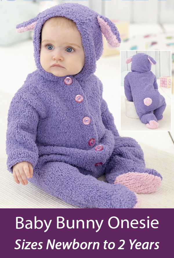 Baby Bunnie Onesie Free Knitting Patterns All-In-One Sirdar 4824