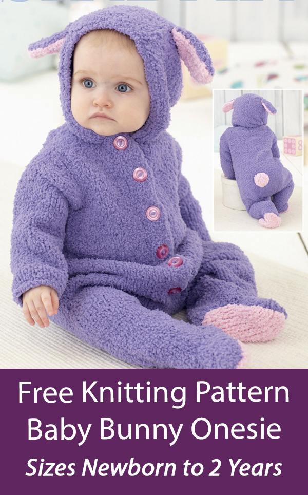 Baby Bunnie Onesie Free Knitting Patterns All-In-One Sirdar 4824