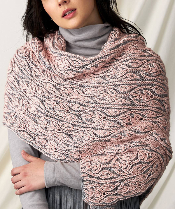 Free Knitting Pattern for Allan Gardens Brioche Shawl