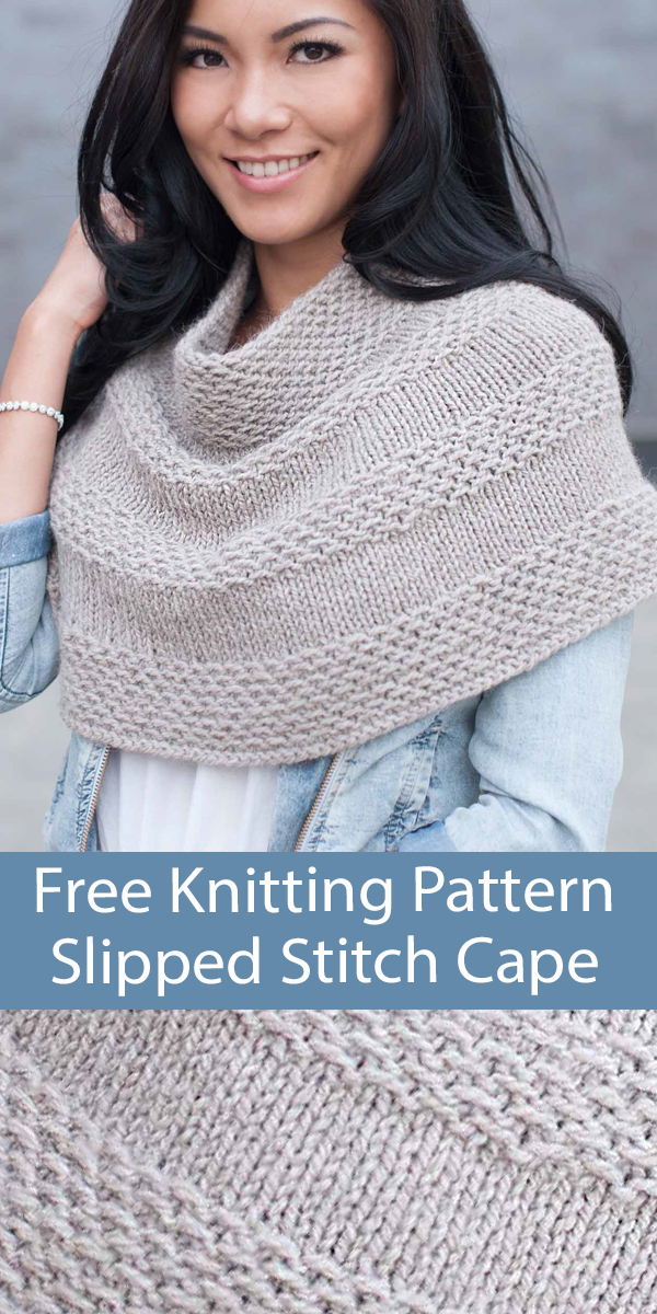 Free Poncho Knitting Pattern Easy Slipped Stitch Cape