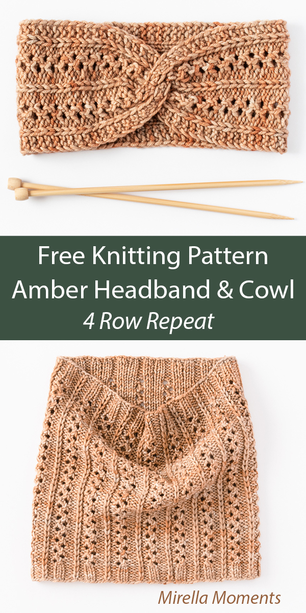 Amber Headband and Cowl Free Knitting Pattern 