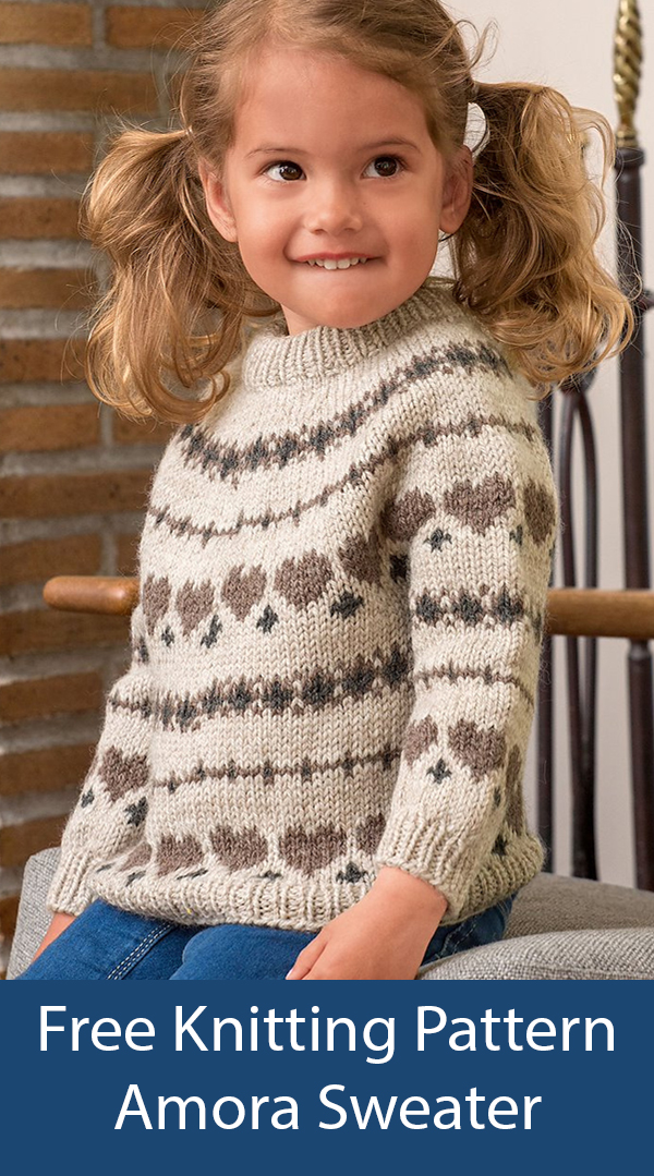 Free Child's Sweater Knitting Pattern Amora Pullover