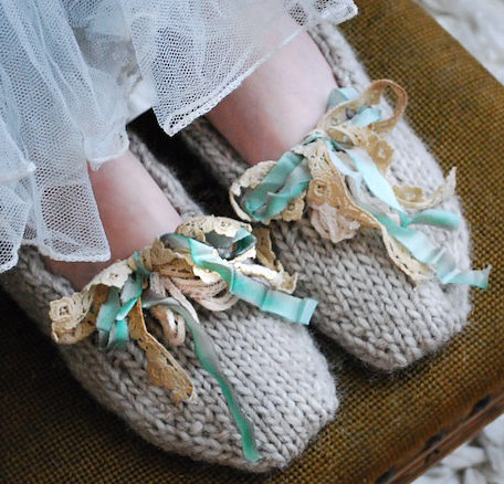 Free Knitting Pattern for Amy March's Slippers